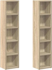 vidaXL 2 db sonoma-tölgy forgácslap CD-tartó szekrény 21x16x93,5 cm