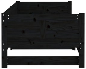 fekete tömör fenyőfa kihúzható kanapéágy 2x(80x200) cm