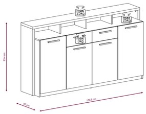 LEBY komód sonoma tölgy/fehér