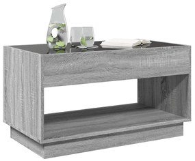 szürke sonoma végtelen hatású LED-es dohányzóasztal 90x50x50 cm