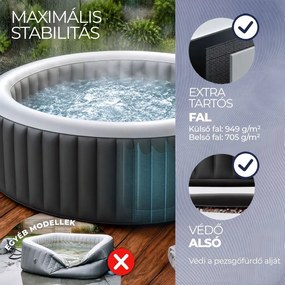 OASIS felfújható pezsgőfürdő 6 személy részére, kerek, fekete Casaria