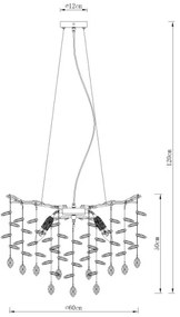 Globo 64138H1G - Kábeles csillár QUEENA 8xE14/40W/230V arany