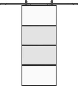 vidaXL fekete edzett üveg tolóajtó fémszerelék szettel 90x205 cm