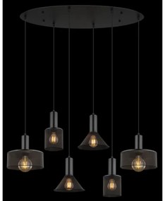 Globo 15648-6H - JEDD kábellel függesztett csillár 6xE27/60W/230V fekete