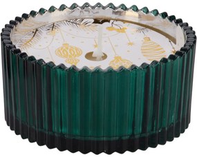 Karácsonyi gyertya üvegben, zöld, 150 g, 10 x 5 cm