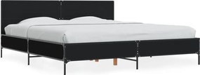 vidaXL fekete szerelt fa és fém ágykeret 200 x 200 cm