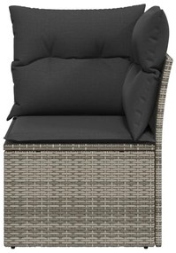 Szürke polyrattan kerti sarokkanapé párnával