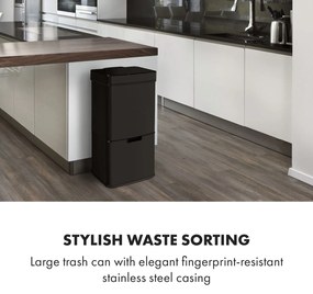Klarstein Touchless Black Stainless Steel, szemetesláda, érzékelő, 72 l, fekete
