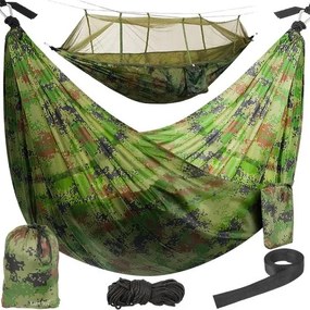 Turista függőágy szúnyoghálóval SANTIAGO ARMY - 260 × 140 cm - 260 × 140 cm