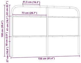fejtámla sonoma tölgy 150 cm acél és műfa