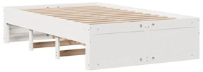 fehér tömör fenyőfa fiókos ágykeret matrac nélkül 135 x 190 cm