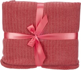 Kötött takaró kockás mintás 150x120cm, eperpiros