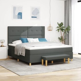 Box Spring Ágy matraccal és paddal Sötétszürke 180x200 cm Szövet