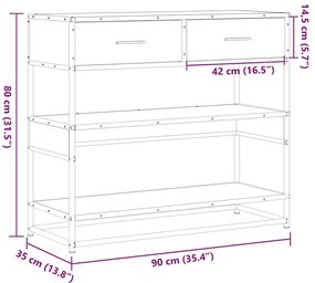 fekete szerelt fa tálalóasztal 90x35x80 cm