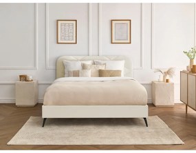 Bézs kárpitozott franciaágy ágyráccsal 160x200 cm Prune – Bobochic Paris