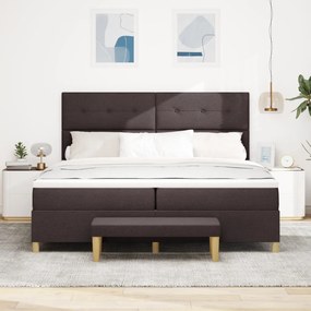 Box Spring Ágy Matraccal és Pad Dark Brown 200x200 cm Szövet