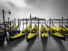 Poszter 40x30cm Gondolák kikötve a csatorna mentén, Assaf Frank