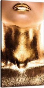 Vászonkép Nő Arany Nyak és Száj Művészet 40x80 cm
