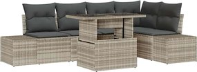 vidaXL Kerti Kanapé Szett tárolóval 6 pcs Világosszürke Poli rattan