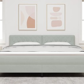 LED fejtámla kristálygombos kárpitozással világosszürke 90 cm bársonyos