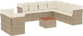 vidaXL 11 részes bézs polyrattan kerti ülőgarnitúra párnákkal