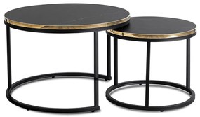 Dohányzóasztal Szett ARON Fekete márvány/Arany