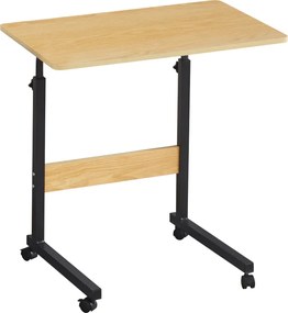 Állítható PC asztal kerekekkel, tölgy/fekete, JUSTUS