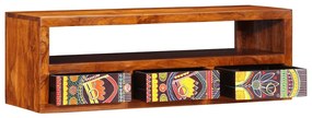 tömör akácfa többszínű falra szerelhető TV-szekrény 90x30x30 cm
