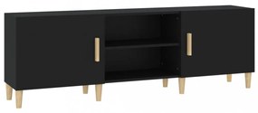 fekete szerelt fa TV-szekrény 150 x 30 x 50 cm