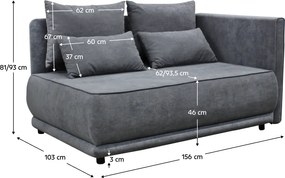 Kihúzható kanapé, szürke, jobbos, LIAMI