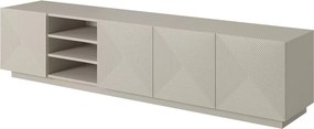 Asha RTV szekrény 200 cm - kasmír, bordázott előlap és nyitott polc