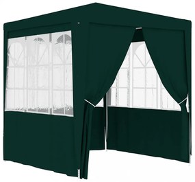 zöld rendezvénysátor oldalfalakkal 2,5 x 2,5 m 90 g/m²