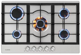 Klarstein Ignito 5, gázfőzőlap, 5 Sabaf égő, rozsdamentes acél, ezüst