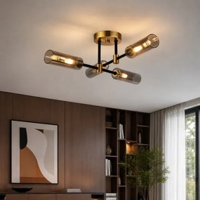 Felületre szerelt csillár TESSA 4xG9/8W/230V sárgaréz/füstfekete