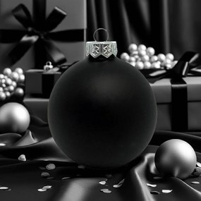 Black üveg karácsonyi gömb szett 6*8cm fekete