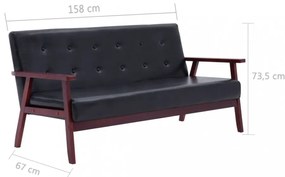 vidaXL 2 darabos fekete műbőr kanapészett