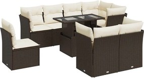 vidaXL 9 részes barna polyrattan kerti ülőgarnitúra párnákkal