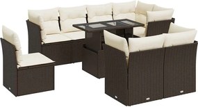 vidaXL 9 részes barna polyrattan kerti ülőgarnitúra párnákkal