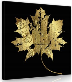 Vászonkép 40x40 Arany juharlevél fekete háttér elegancia luxus kontraszt művészet