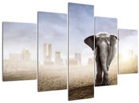 Kép - Elefánt egy nagyvárosban (150x105 cm)
