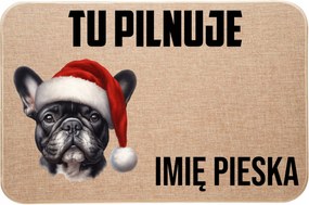 Karácsonyi Ágynemű Lábtörlő Itt Őrök Név: Francia Bulldog