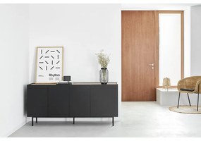 Fekete alacsony komód tölgyfa dekorral 165x78 cm Arista – Teulat