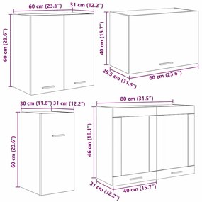Konyhaszekrény garnitúra fiókkal Lyon 8 pcs Szürke Sonoma
