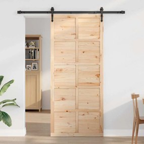 Istállóajtó Barna 100 x 210 cm Tömör fenyőfa