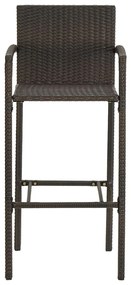 7 részes barna polyrattan kültéri bárszett kartámasszal