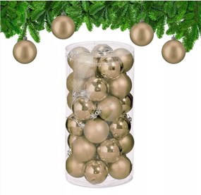 Karácsonyfa gömbök Relaxdays, 30 db-os szett, műanyag, 6 cm, pezsgő