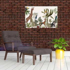Kép - Állatokkal teli dzsungel (90x60 cm)
