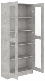 betonszürke szerelt fa vitrinszekrény 82,5 x 30,5 x 185,5 cm