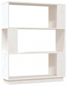 fehér tömör fenyőfa könyvszekrény/térelválasztó 80x25x101 cm