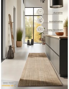 Natúr színű juta futószőnyeg 80x200 cm Bouclé – Hanse Home